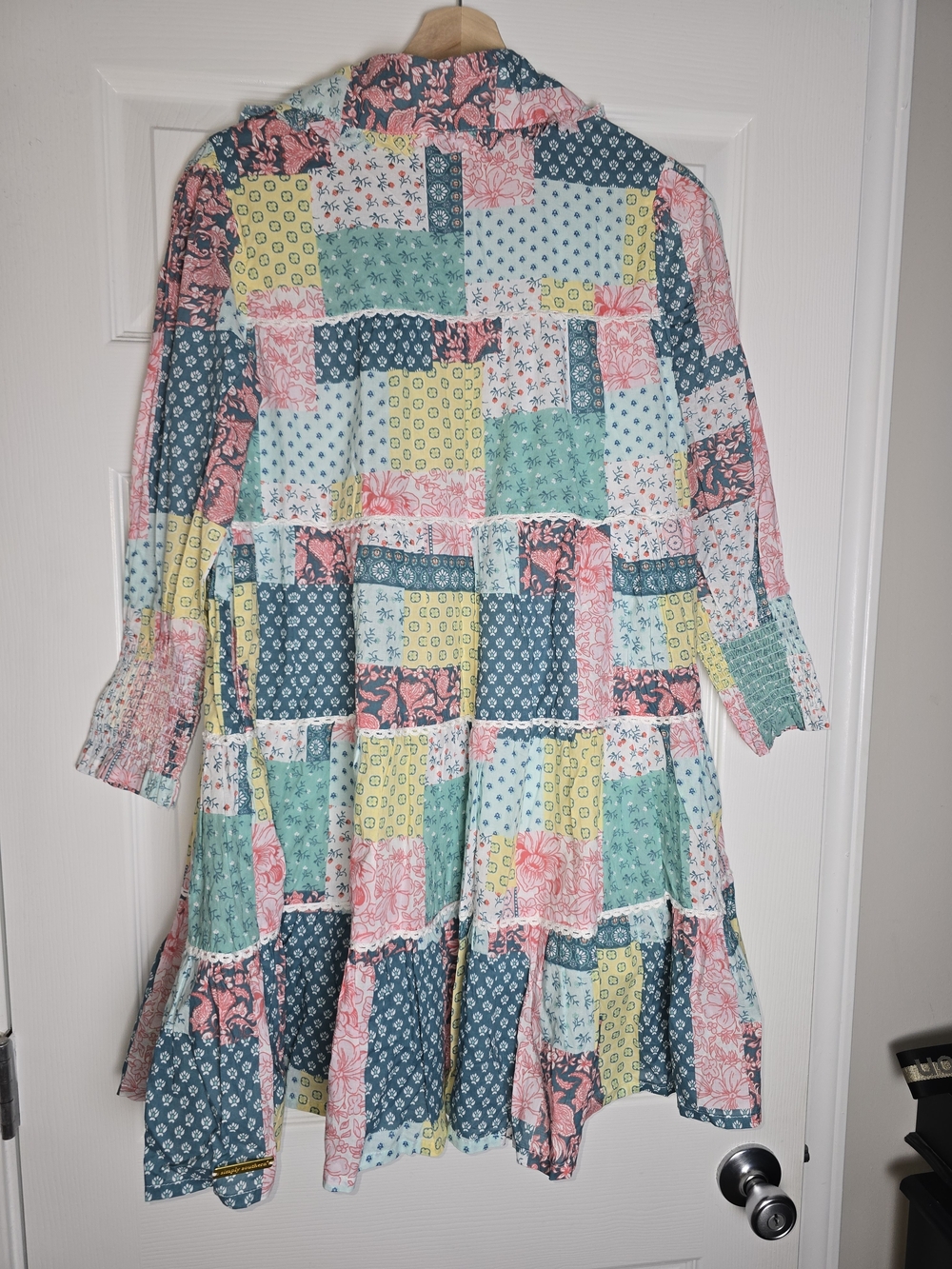 Simply Southern Patchwork Tiered Button-Front Dress in Multicolor Size Small - Picture 7 of 10